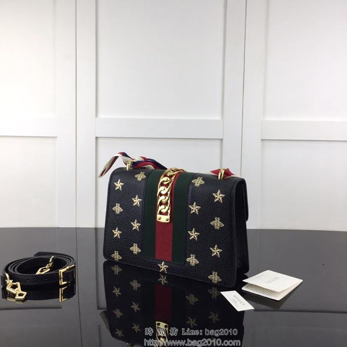 GUCCI古馳 新款 專櫃品質 原單 524405全皮蜜蜂印金 克色 單肩 斜挎包HY1339